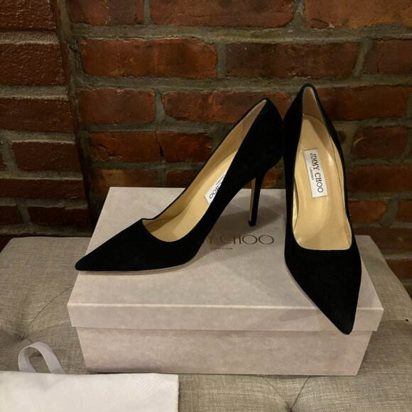 Suede Abel Jimmy Choo Black Heels Size 38 - Picture 3 of 3